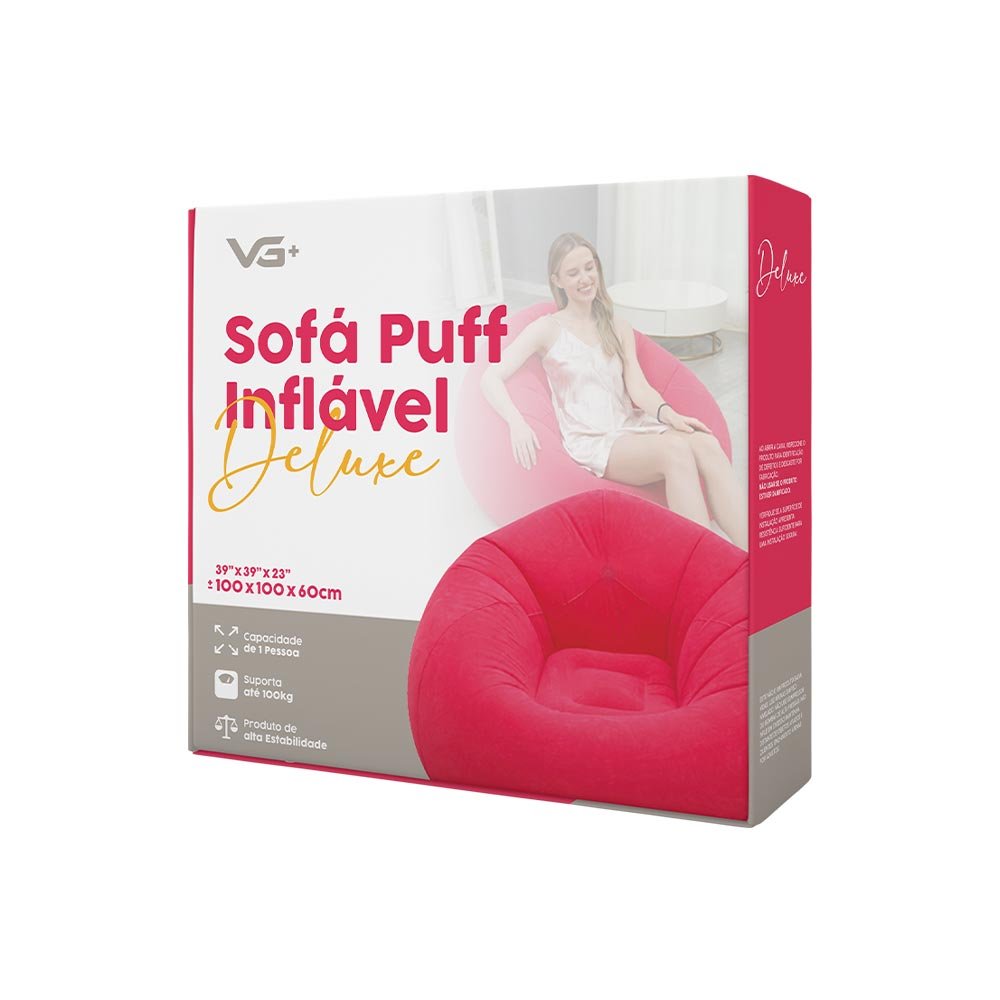 Sofá Poltrona Puff Inflável Deluxe Aveludado Vg Plus Azul - 6