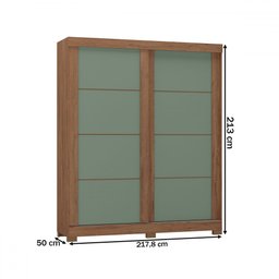 Guarda-roupa Solteiro Montana 2 Portas 2 Gavetas Freijo Rustico/preto/green Fosco - Atualle Móveis - 4