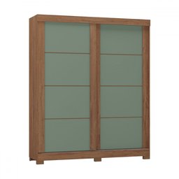 Guarda-roupa Solteiro Montana 2 Portas 2 Gavetas Freijo Rustico/preto/green Fosco - Atualle Móveis - 2