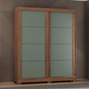 Ver imagem 1 de Guarda-roupa Solteiro Montana 2 Portas 2 Gavetas Freijo Rustico/preto/green Fosco - Atualle Móveis