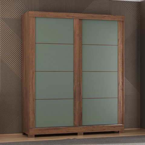 Guarda-roupa Solteiro Montana 2 Portas 2 Gavetas Freijo Rustico/preto/green Fosco - Atualle Móveis