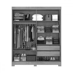 Guarda-roupa Solteiro Montana 2 Portas 2 Gavetas Freijo Rustico/preto/green Fosco - Atualle Móveis - 3