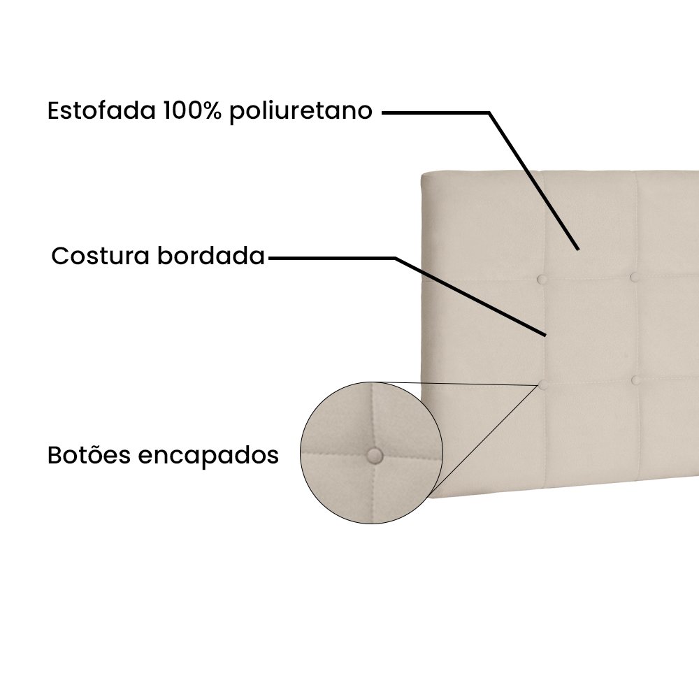 Painel Verona Cama Box Solteiro 90cm Suede Bege - SSX Multicoisas - 3