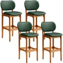 Ver imagem 1 de Kit 4 Banquetas Alta Bar Cozinha Sala Jantar Fixa Betta L02 Imbuia Facto Verde Musgo - Lyam Decor