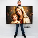 Ver imagem 2 de Quadro Decorativo Virgem Maria e o Menino Jesus em Moldura Caixa Tacolado Moldura Caixa 3cm Freijó C