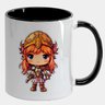 Caneca Branca com Interna Preta Y5 Guerreira Cute Armadura Ruiva - 1