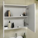 Ver imagem 3 de Armário Aéreo para Banheiro 02 Portas com Espelho Cairo 60cm Branco Móveis Bosi