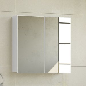 Armário Aéreo para Banheiro 02 Portas com Espelho Cairo 60cm Branco Móveis Bosi
