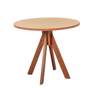 Mesa Dallas 0,90m X 0,90m Tampo Redondo Noce / Vidro Nude Tornocel