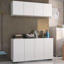 Ver imagem 1 de Conjunto Lavanderia Multiuso Armário Aéreo e Balcão 4 Portas Multimóveis Mp5054 Branco/preto