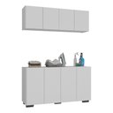 Ver imagem 2 de Conjunto Lavanderia Multiuso Armário Aéreo e Balcão 4 Portas Multimóveis Mp5054 Branco/preto