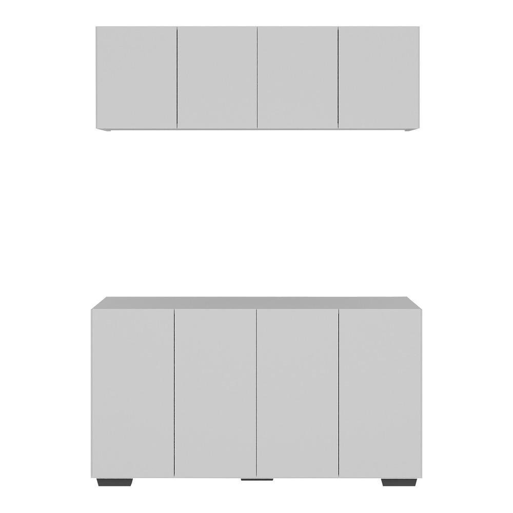 Conjunto Lavanderia Multiuso Armário Aéreo e Balcão 4 Portas Multimóveis Mp5054 Branco/preto - 5