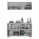 Ver imagem 4 de Conjunto Lavanderia Multiuso Armário Aéreo e Balcão 4 Portas Multimóveis Mp5054 Branco/preto