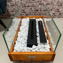 Ver imagem 3 de Lareira Ecológica em Madeira com Pedras Brancas e vidros - Fuji Master