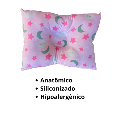 Travesseiro Anatômico Bebê para Berço e Carrinho Céu 27x37cm
