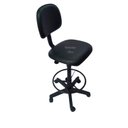 Ver imagem 2 de Cadeira Secretaria Caixa Alta -com Aro Base de Rodízio para Recepção Mercado Balcão Corano Preto