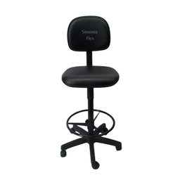 Cadeira Secretaria Caixa Alta -com Aro Base de Rodízio para Recepção Mercado Balcão Corano Preto - 1