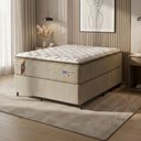 Ver imagem 3 de Cama Box Colchão Casal Queen Molas Guarda Costas Max 158x198x78cm Bege/branco Probel Bege/bco