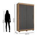 Ver imagem 4 de Guarda Roupa de Solteiro Lion Duas Portas de Correr Quarto - Nature / Cinza