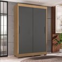 Ver imagem 2 de Guarda Roupa de Solteiro Lion Duas Portas de Correr Quarto - Nature / Cinza