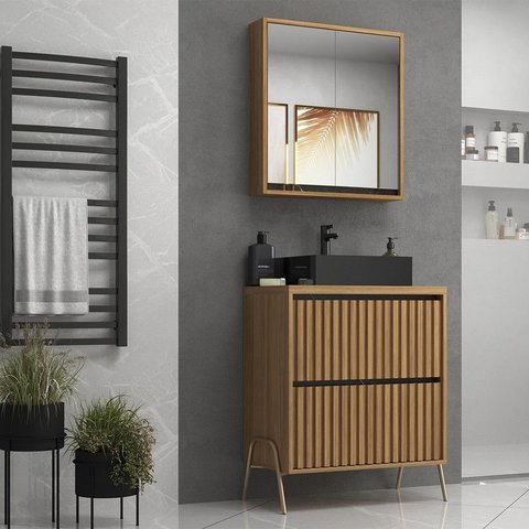 Gabinete de Banheiro 60cm com Cuba e Armário Ref 651 Cewal - Itapuã/portoro