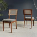 Ver imagem 2 de Conjunto Mesa de Jantar Redonda 4 Cadeiras Estofadas Encostotela 100% MDF Pinhão/Grafite - Dalla Cos