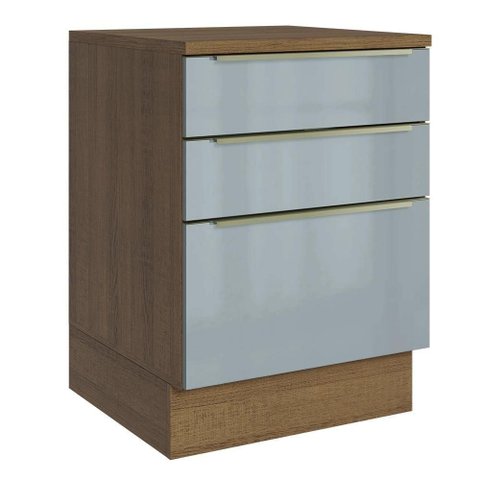 Balcão de Cozinha 60 Cm 3 Gavetas Rustic/cinza Lux Madesa Rustic/cinza