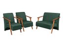 Ver imagem 1 de Conjunto Venus Braços em Madeira Maciça 1 Namoradeira 2 Poltronas Suede Unidecor Verde