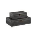 Ver imagem 1 de Kit Caixa Decorativa em Mdf C/revestimento Pu Preto 8x25/10x35cm 2 Peças Mart