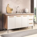Ver imagem 1 de Gabinete Cozinha Madeira Joia 1.50m Luxo Madeirado / Branco