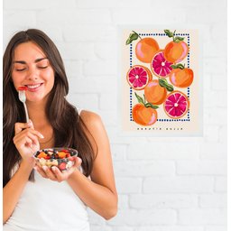 Quadro Decorativo Elegante para Cozinha - Laranja 24x18cm - com Vidro:moldura Preta - 2