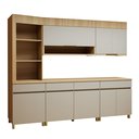Ver imagem 2 de Cozinha Completa Modulada 5 Peças 8 Portas 4 Gavetas Torre Angular 100% MDF Realeza Premium Bege/Carvalho/Greige