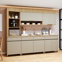 Ver imagem 1 de Cozinha Completa Modulada 5 Peças 8 Portas 4 Gavetas Torre Angular 100% MDF Realeza Premium Bege/Carvalho/Greige