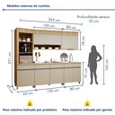 Ver imagem 3 de Cozinha Completa Modulada 5 Peças 8 Portas 4 Gavetas Torre Angular 100% MDF Realeza Premium Bege/Carvalho/Greige
