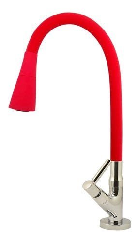 Torneira Cozinha Mesa Tubo Gourmet Duplo Jato Colorido 1/4v.:Vermelho - 1