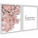 Ver imagem 1 de Kit 2 Quadros Love Is Everything - Árvore Rosa 24x18cm - com Vidro:moldura Branca