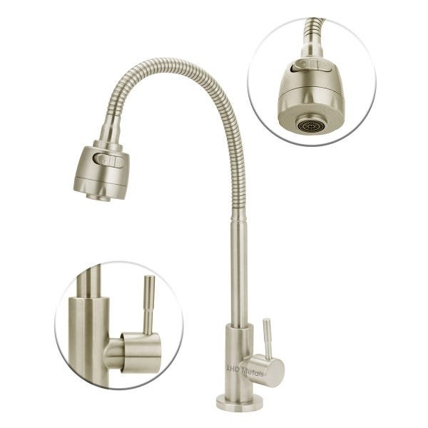 Torneira De Cozinha De Mesa Gourmet Inox Escovado Luxo 1/4v. - 2
