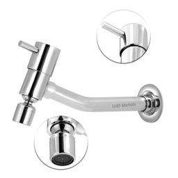 Torneira Link Tanque/jardim/cozinha Reta de Parede Metal Luxo 1/4v:prateado - 2