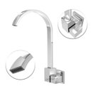 Ver imagem 2 de Torneira Parede Quadrada Bica Móvel Metal Cromada Luxo 1/4 V