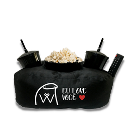 Almofada Porta Pipoca Casal Eu Love Você:Preto - 1