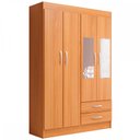 Ver imagem 2 de Guarda-Roupa Solteiro Atalaia 4 Portas 2 Gavetas com Espelho Cinamomo - Evidência Móveis