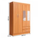 Ver imagem 3 de Guarda-Roupa Solteiro Atalaia 4 Portas 2 Gavetas com Espelho Cinamomo - Evidência Móveis