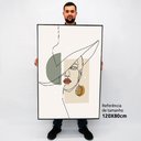 Ver imagem 2 de Quadro Decorativo Caixa Alta com Vidro Abstrato Elegance TaColado Moldura Branca 120 x 80cm