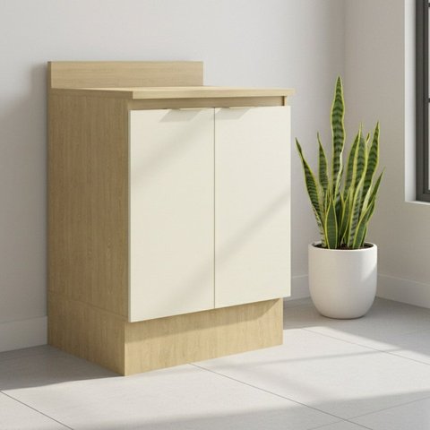Balcão com Tampo e Rodapé 2 Portas e 1 Prateleira 60cm Nanda TM4211 Nature/Arenas