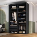 Ver imagem 1 de Closet Solteiro Guarda Roupa sem Porta 139cm 2 Gavetas Mdf Tunísia R02 Preto - Lyam Decor