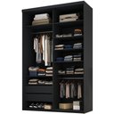 Ver imagem 2 de Closet Solteiro Guarda Roupa sem Porta 139cm 2 Gavetas Mdf Tunísia R02 Preto - Lyam Decor