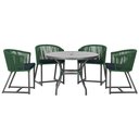 Ver imagem 1 de Mesa com 4 Cadeiras de Jantar Roma 100cm e Noronha em Aluminío Preto Corda Nautica Estofado 12 Trama