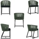Ver imagem 5 de Mesa com 4 Cadeiras de Jantar Roma 100cm e Noronha em Aluminío Preto Corda Nautica Estofado 12 Trama