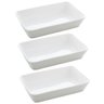 Kit 3 Travessas de Porcelana Assadeiras Retangulares 26x17cm Brancas Sobremesa Lasanha - 1