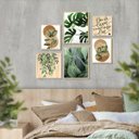 Ver imagem 1 de Kit 6 Quadros Decorativos Folhas Plantas Verdes Sala Frases